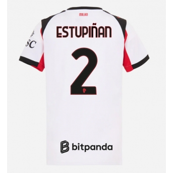 Billige Fotballdrakt AC Milan Pervis Estupinan #2 Replika Bortedrakt Dame 2025-26 Kortermet